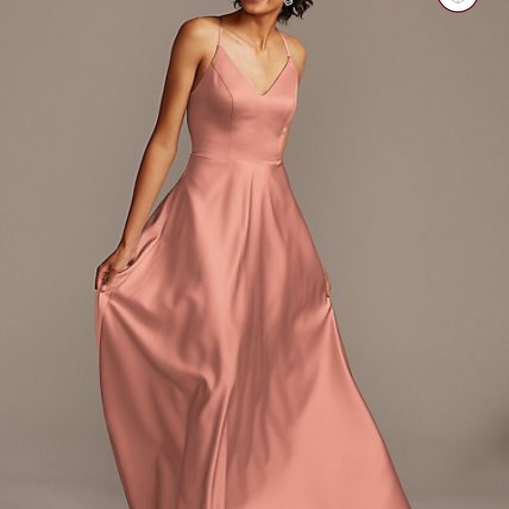 David’s Bridal Spaghetti Strap Satin A-Line Dress